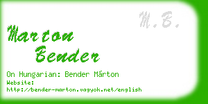 marton bender business card